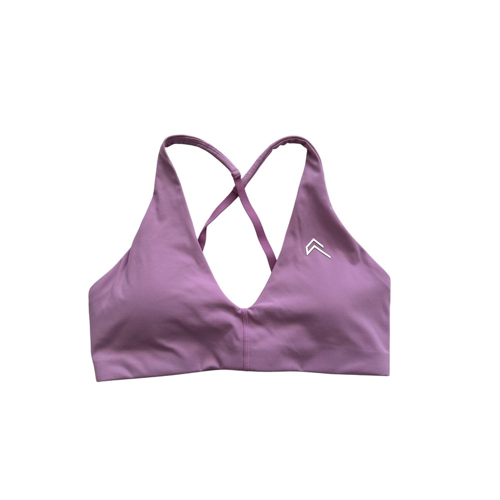Oner Active Womens Purple/Pink Strappy V-Neck Sports Bra Top size Small